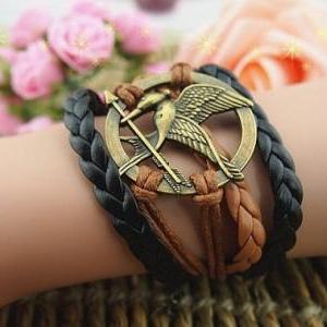 Bronze Eros Lovebirds Leather Bracelet Nt0093