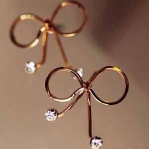 Golden Bow Tie On Diamond Earrings