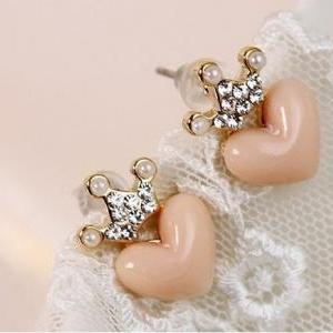 Crown Heart-shaped Earrings Aebjd
