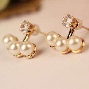 Zircon Lovely Pearl Earrings