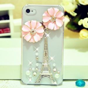 Pink Flowers Luxury 3d Handmade Tower Crystal Case..