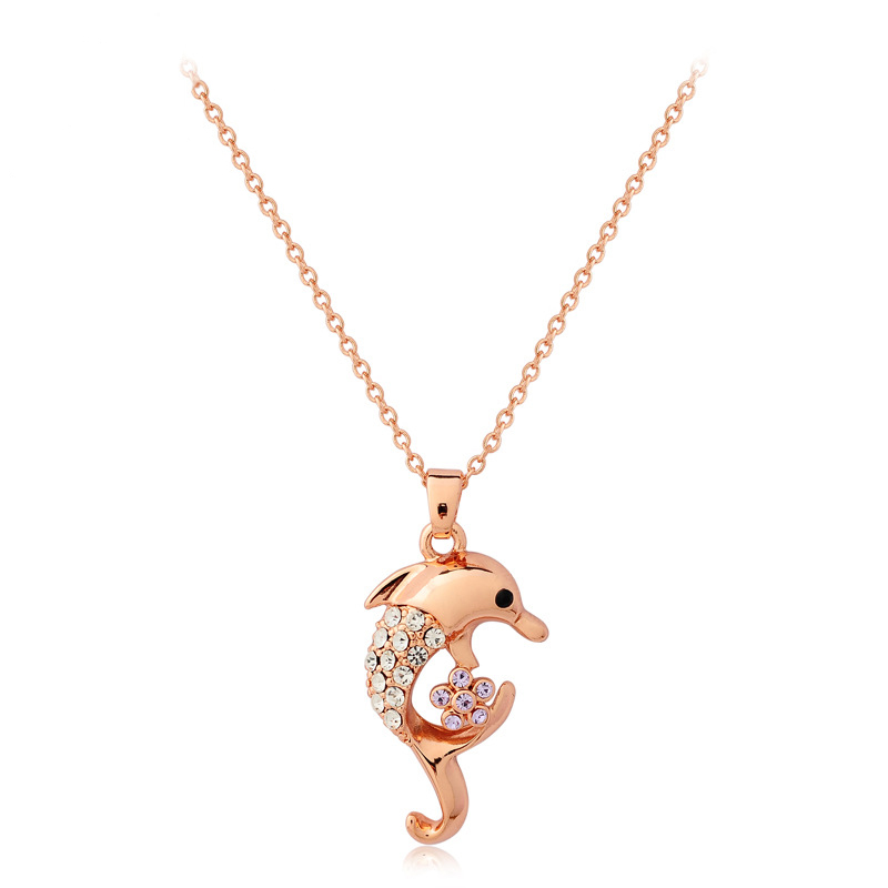 Fashion Diamond Necklace Dolphin Shape Min