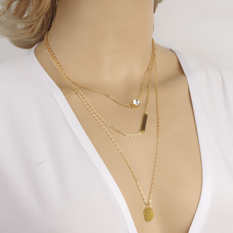 Flash Diamond Sequined Multi- Vintage Necklace 15010607