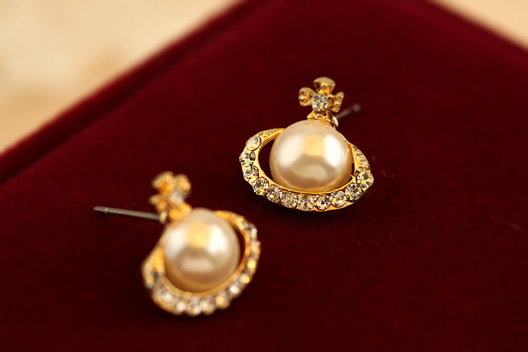 Sweet Pearl Diamond Stud Earrings Mqe on Luulla