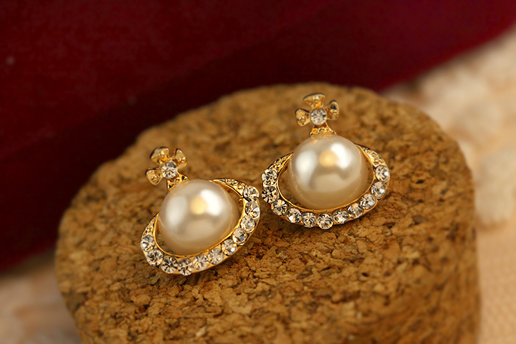 Sweet Pearl Diamond Stud Earrings Mqe on Luulla